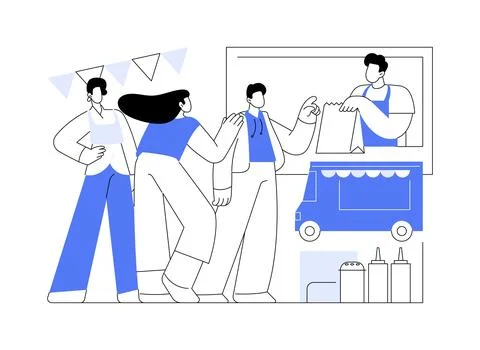 Queuing for food isolated cartoon vector illustrations. 스톡 일러스트
