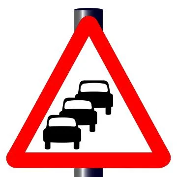 Queuing traffic sign 스톡 일러스트