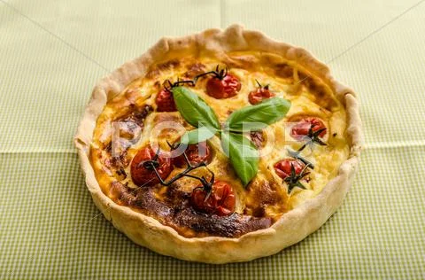 Quiche With Cheese And Cherry Tomatoes