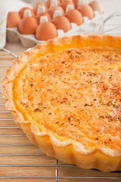 Quiche on a cooling rack Stock Photos