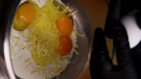 Quiche french dish step by step making of, starting with dough in round shape Stock-Footage 262988043