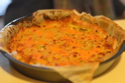 Quiche with Grated Cheese Stock Photos