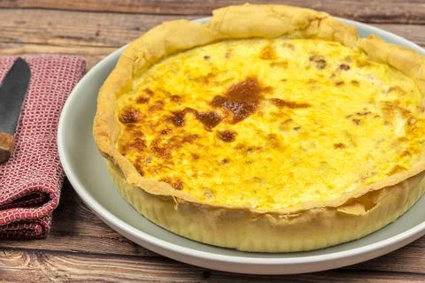Quiche lorraine, close-up, on a table Foto stock