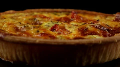 Quiche (pie) with vegetables Stock Footage 58588407