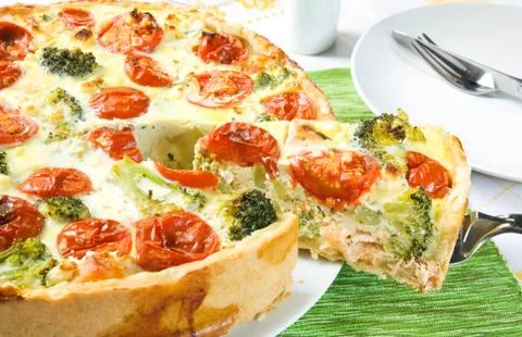 Quiche with salmon Stock Photos