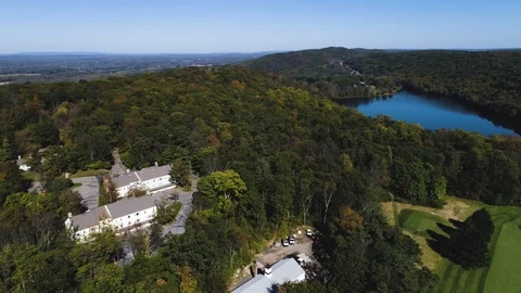 Quick Aerial Turn Over Golf Course Stock Footage 91900169