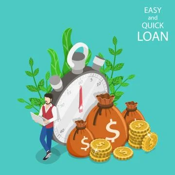 Quick and easy loan isometric flat vector concept. Stock Illustration