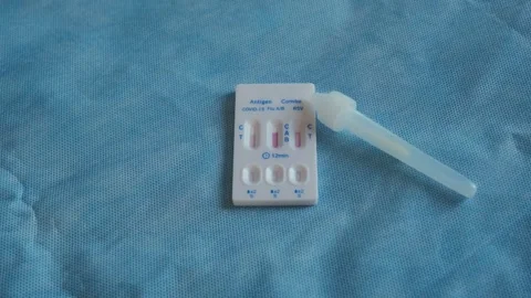 Quick Antigen Test Cassette for Covid 19 Flu and RSV Infection Stock Footage 287635367