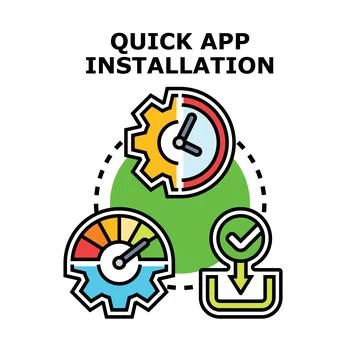 Quick application installation and fast setup process 스톡 일러스트