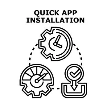 Quick application installation and fast setup process Stock Illustration