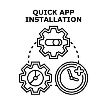 Quick application installation process with development features 库存插图