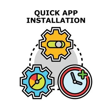 Quick application installation process with development features 스톡 일러스트
