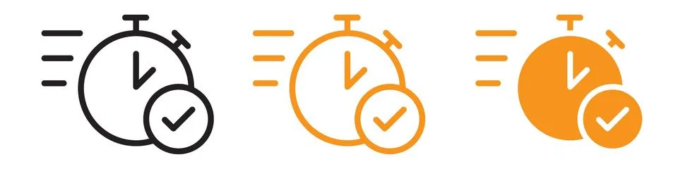 Quick Approval Icon Set Fast Verification Illustrations for Business and Fi.. Stock Illustration