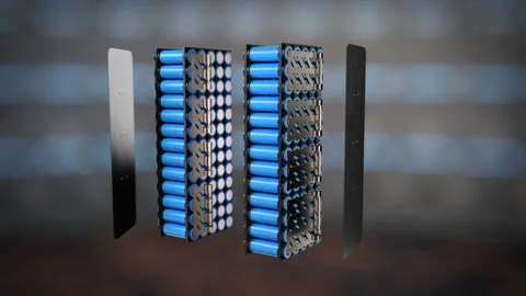 Quick Assembly of Electric Battery - from cells to final product. 3D Render Vídeos de archivo 296869884