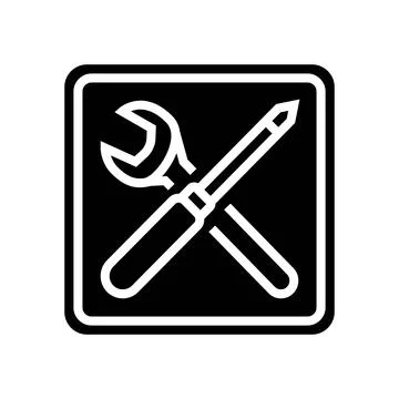 Quick assembly product label caution glyph icon vector illustration Stock Illustration