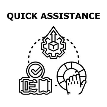 Quick assistance concept offering data delivery and problem solving イラスト素材