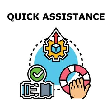 Quick assistance concept offering data delivery and problem solving 스톡 일러스트