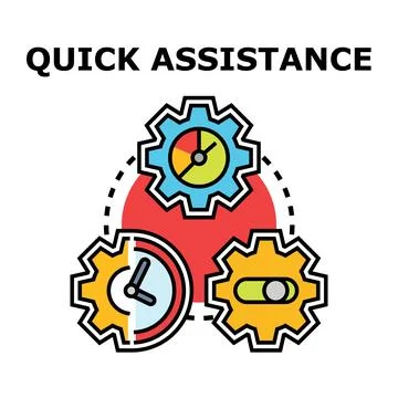Quick assistance concept with working gears and icons Stock Illustration