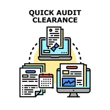 Quick audit clearance process and financial reporting Stock Illustration