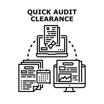 Quick audit clearance process and financial reporting Stock Illustration