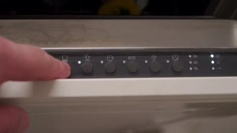 Quick Beep Confirms Dishwasher Cycle Selection on Control Panel. Stock Footage 320847791