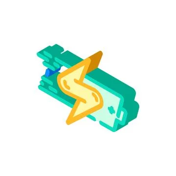 Quick charge enabled isometric icon vector illustration Stock Illustration