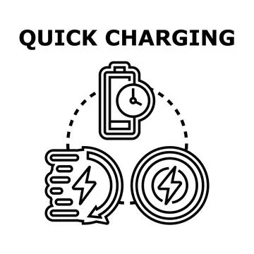 Quick charging speeding up battery power process Stockillustratie