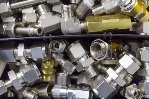 Quick connect fitting coupling for compressed air, hydraulics, pneumatics, ga Stock Photos