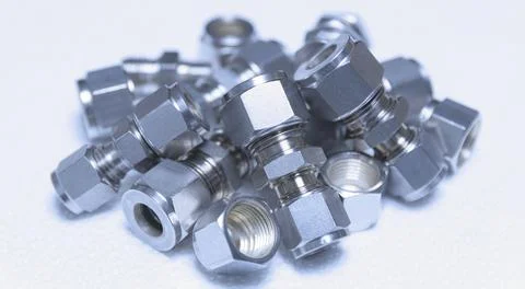 Quick connect fittings coupling for assembling compressed air, hydraulics, pn Stock Photos