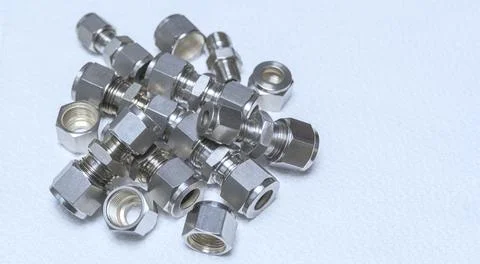 Quick connect fittings coupling for assembling compressed air, hydraulics, pn Stock Photos