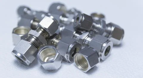 Quick connect fittings coupling for assembling compressed air, hydraulics, pn Stock Photos