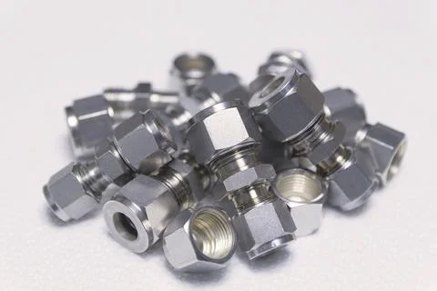 Quick connect fittings coupling for assembling compressed air, hydraulics, pn Stock Photos