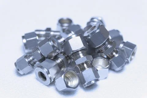 Quick connect fittings coupling for assembling compressed air, hydraulics, pn Stock Photos