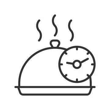 Quick Cooking, icon in line design. Quick-cooking, fast-meal, instant, food Stock Illustration