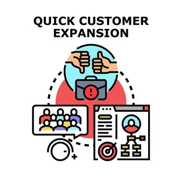 Quick customer expansion strategy and growth concept Illustrazione stock