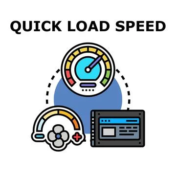 Quick data loading speed optimization technology concept creating fast perf.. Stock Illustration