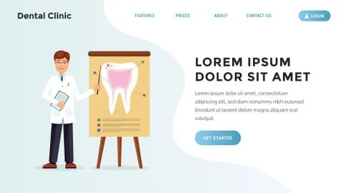 Quick dental problem identification landing webpage Stock Illustration