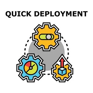 Quick deployment process with gears and progress icons Illustrazione stock
