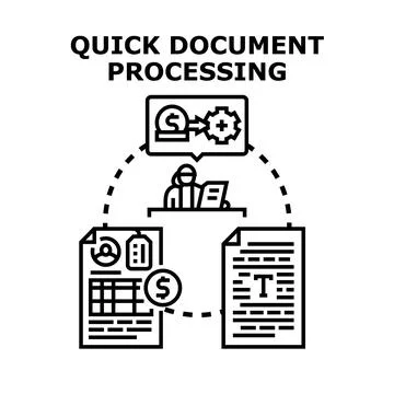 Quick document processing for efficient business workflow Stock Illustration