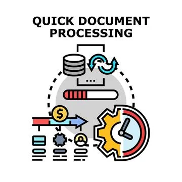 Quick document processing system workflow icon concept イラスト素材