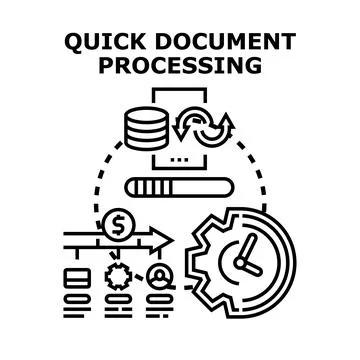 Quick document processing system workflow icon concept Ilustración de archivo