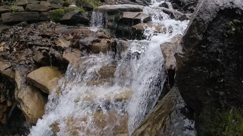 Quick Drop Down A Small Waterfall Inc Audio Stock-Footage 107389110