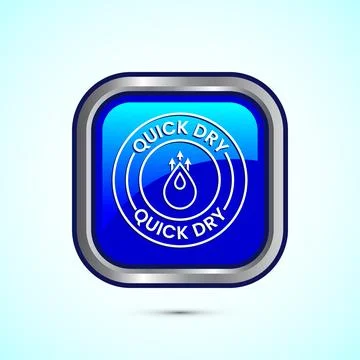 Quick dry icon design illustration. Fast dry cleaning service sign. Blue Co.. Stock Illustration