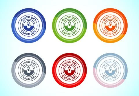 Quick dry icon design illustration. Fast dry cleaning service sign, 6 color.. Stock Illustration