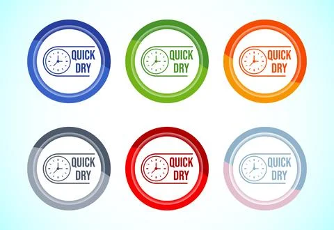 Quick dry icon design illustration. Fast dry cleaning service sign, 6 color.. Stock Illustration