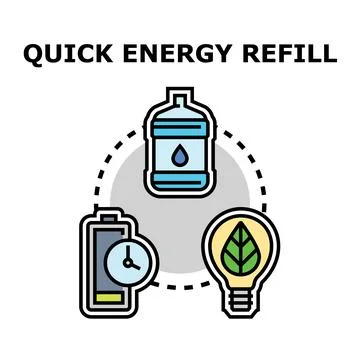 Quick energy refill concept symbolizing hydration and sustainable power Stock Illustration