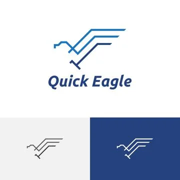 Quick Fast Hawk Eagle Falcon Flying Bird Monoline Logo Template Stock Illustration