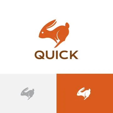 Quick Fast Run Jump Leap Bunny Rabbit Cute Animal Logo Stock Illustration