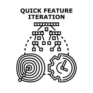 Quick feature iteration process development speed concept Stock Illustration