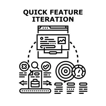 Quick feature iteration process development concept Stock Illustration